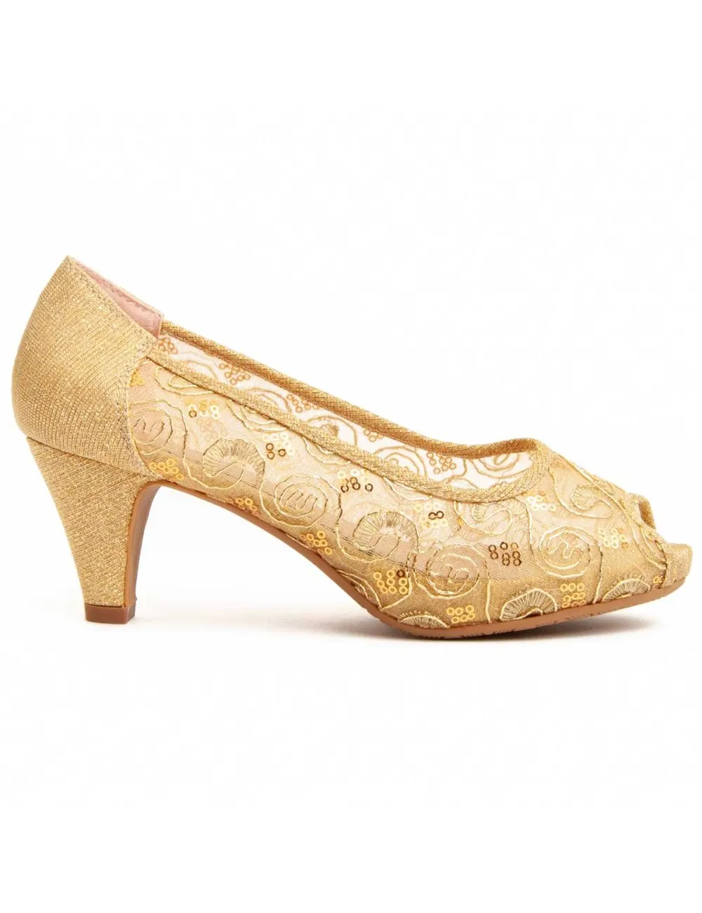 Zapato De Tacón Para Mujer.  Montevita  Unnecebapas  92335 Dorado