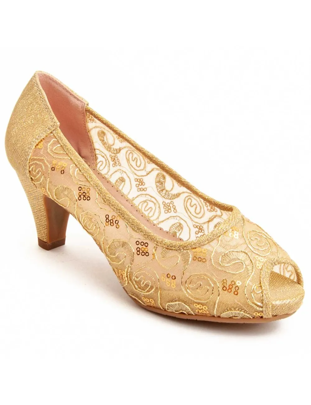 Zapato De Tacón Para Mujer.  Montevita  Unnecebapas  92335 Dorado