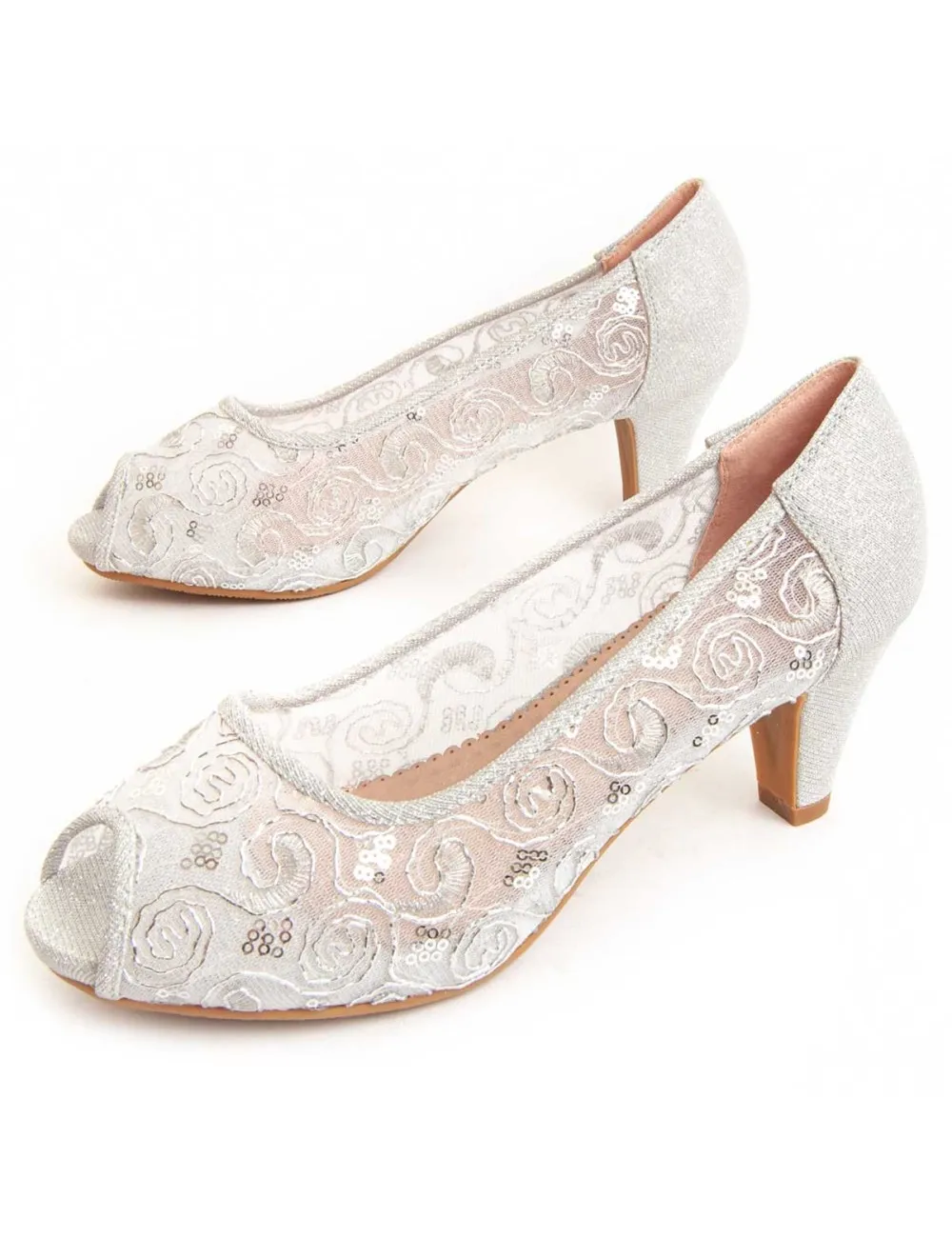 Zapato De Tacón Para Mujer.  Montevita  Unnecebapas  95741 Plateado