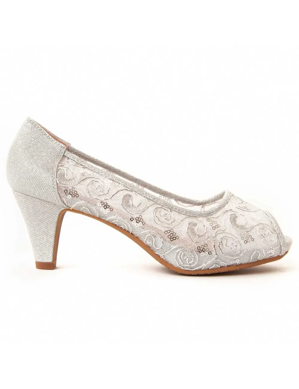 Zapato De Tacón Para Mujer.  Montevita  Unnecebapas  95741 Plateado
