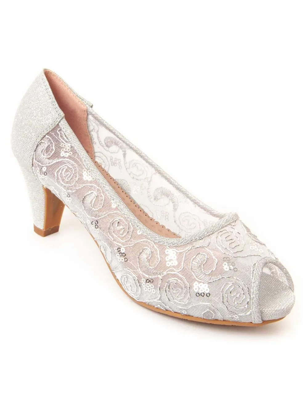 Zapato De Tacón Para Mujer.  Montevita  Unnecebapas  95741 Plateado
