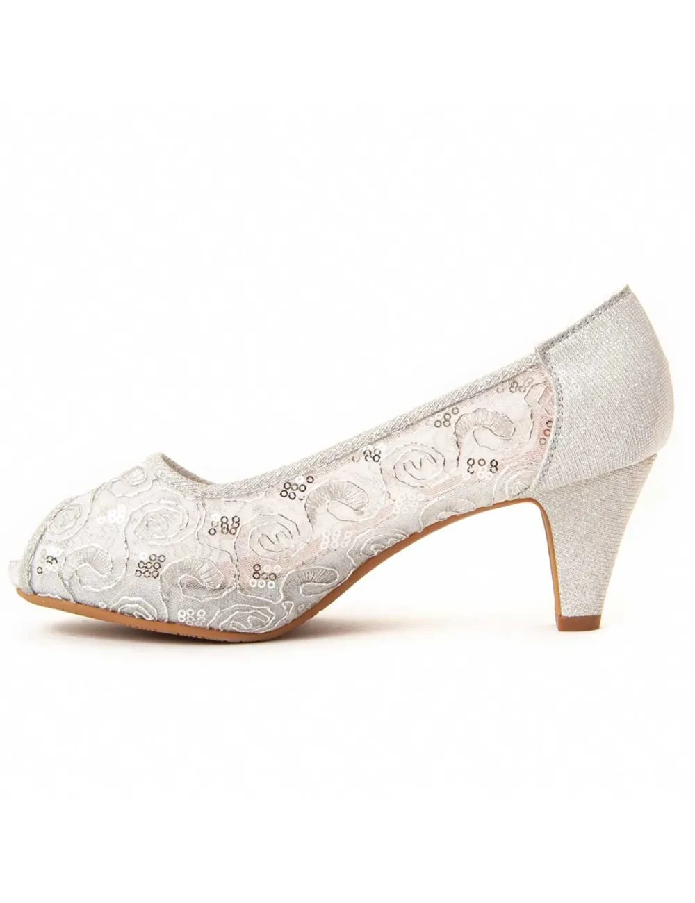 Zapato De Tacón Para Mujer.  Montevita  Unnecebapas  95741 Plateado