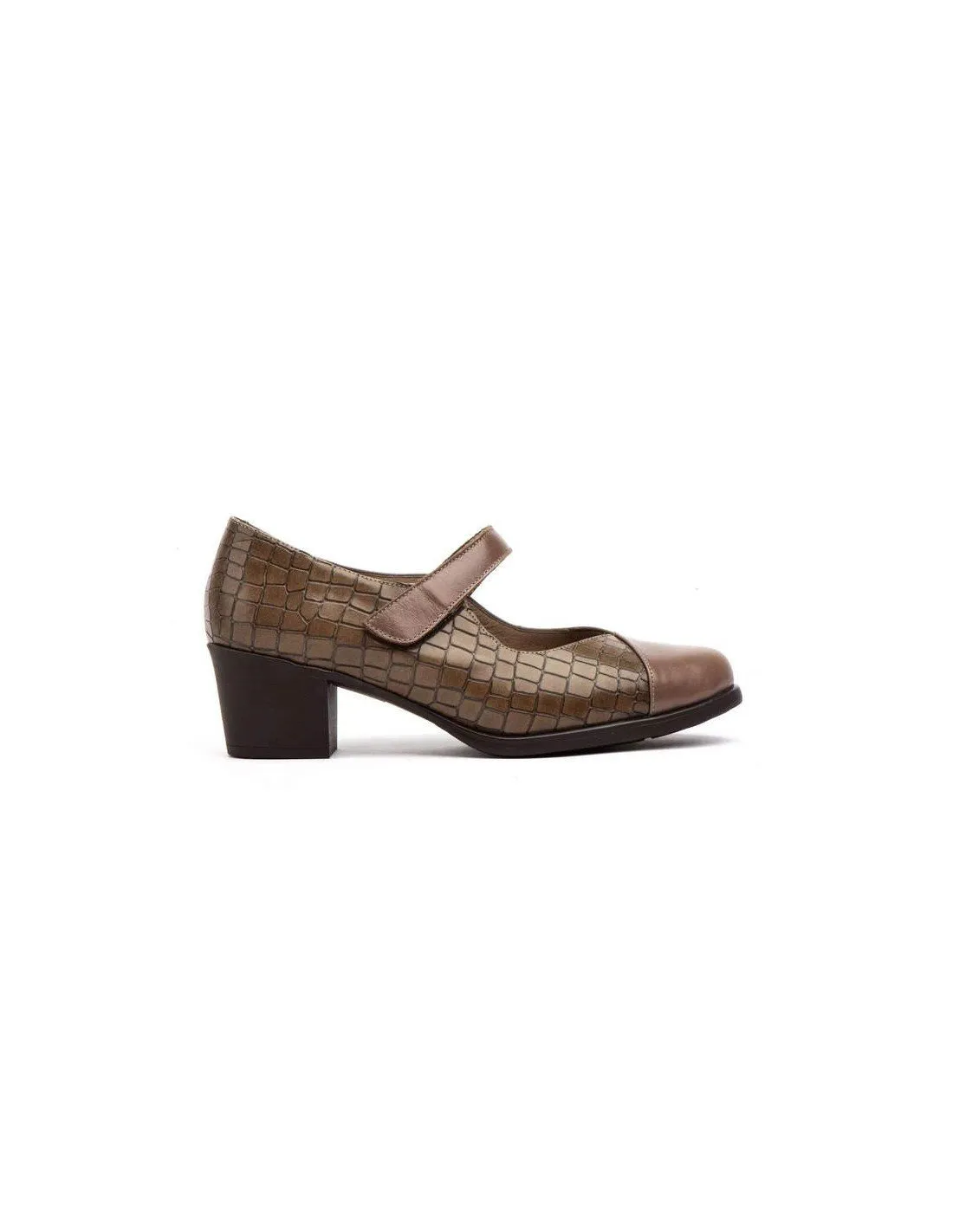 Zapatos mujer piel tacón velcro