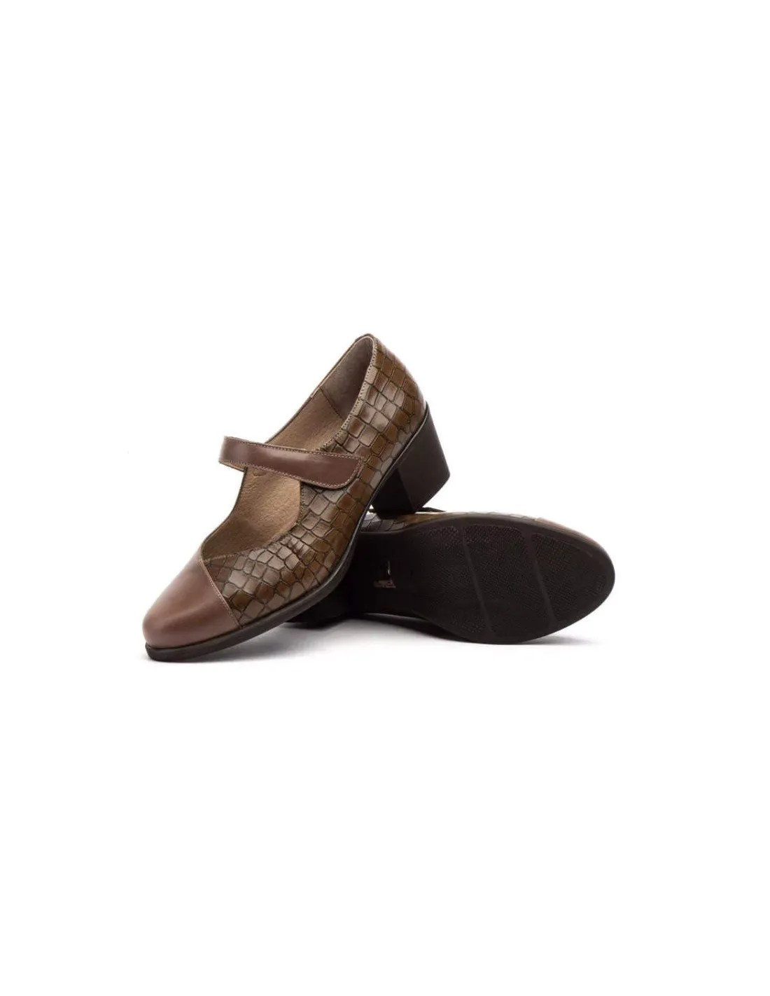 Zapatos mujer piel tacón velcro