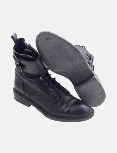 Zara Botín negro cordones